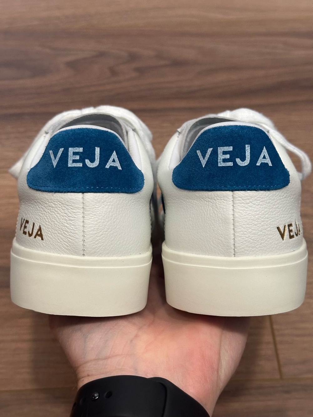 Veja Campo Leather Sneaker in White/Swedish Blue Size 7 - Picture 5 of 11